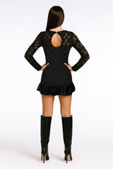 Lace and Pleated Velvet Mini Dress Sahoco