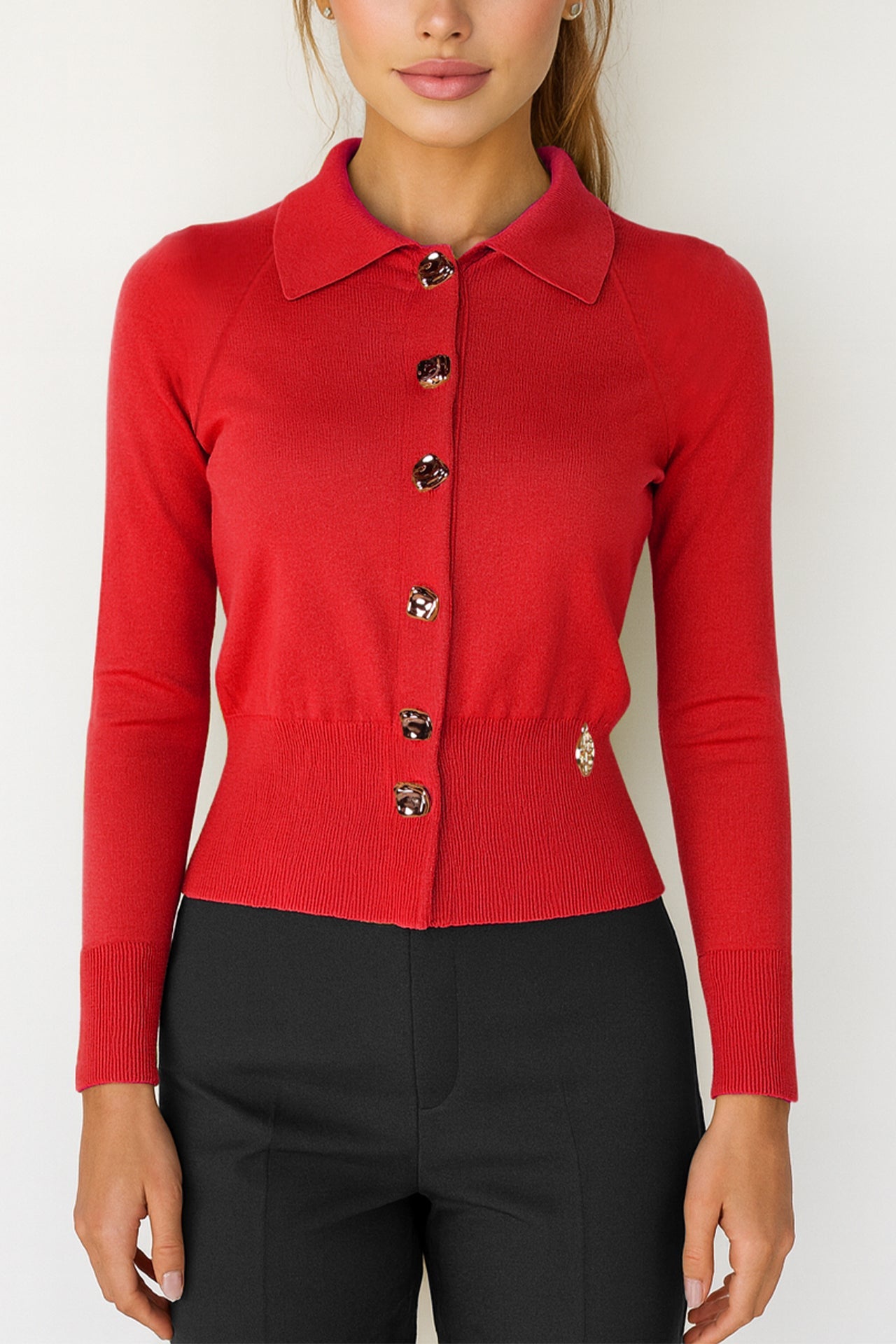 Fine Knit Cardigan with Decorative Buttons Sahoco