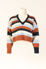 Cropped Striped Knit Sweater Sahoco