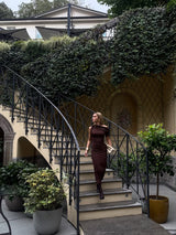 Vestido Midi Assimétrico Slim - Castanho Escuro Colcci