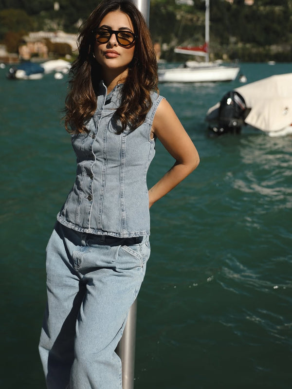 Fitted Denim Waistcoat Colcci