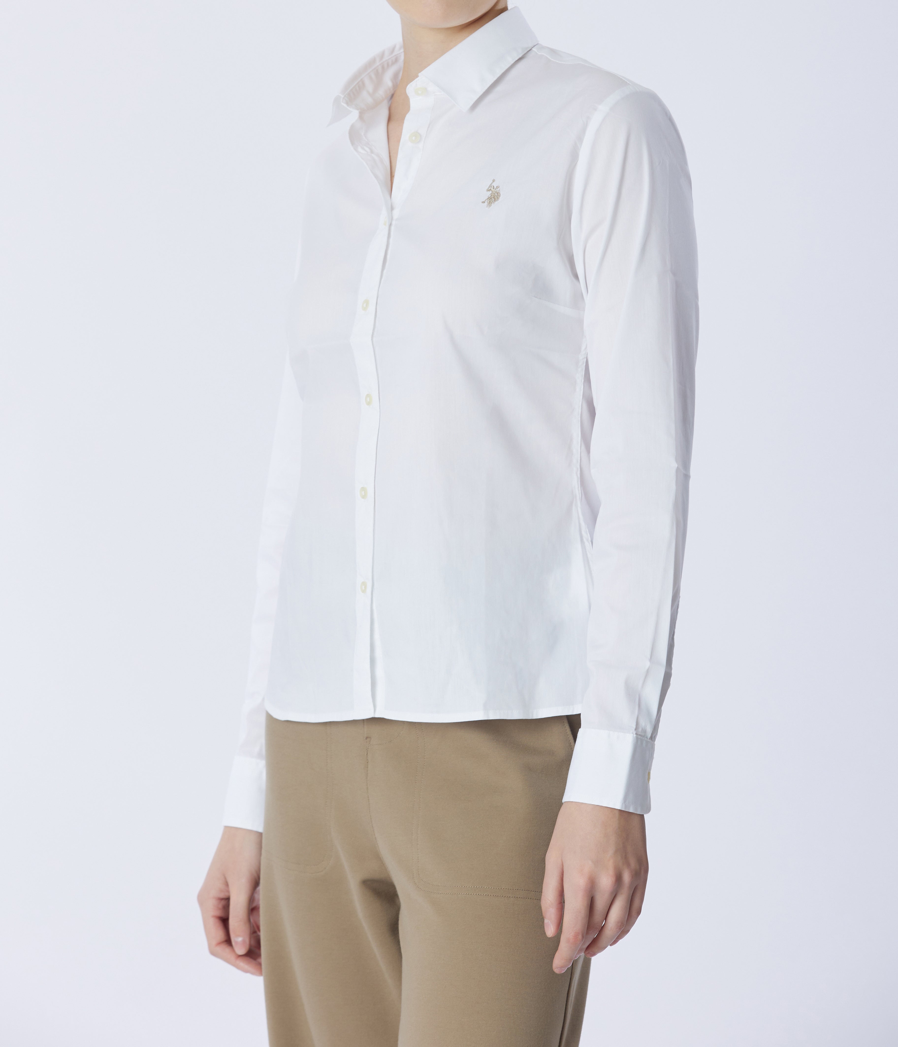 Women's White Long Sleeve Shirt with Logo U.S. Polo Assm.