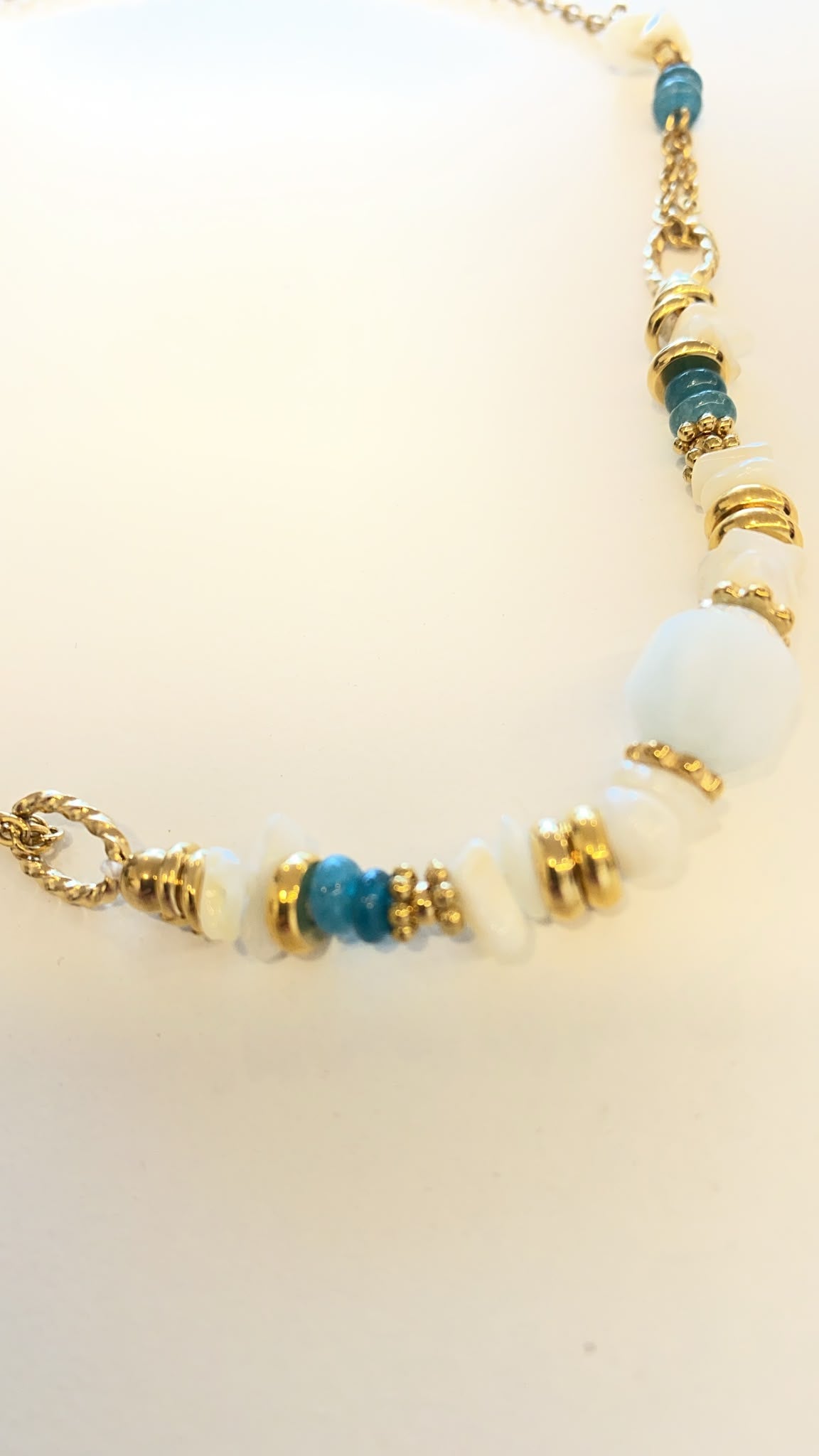 Fine Gold Chain Green Bead Necklace Jetlag