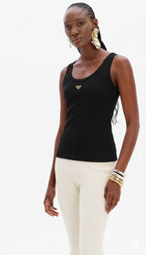 Basic Sleeveless Top with Front Appliqué Lança Perfume