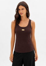 Ribbed Tank Top with Logo Plate Lança Perfume