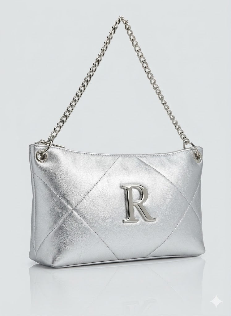 Metallic Silver Shoulder Bag Rufel