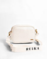 Square Beige Leather Crossbody Bag Ruika