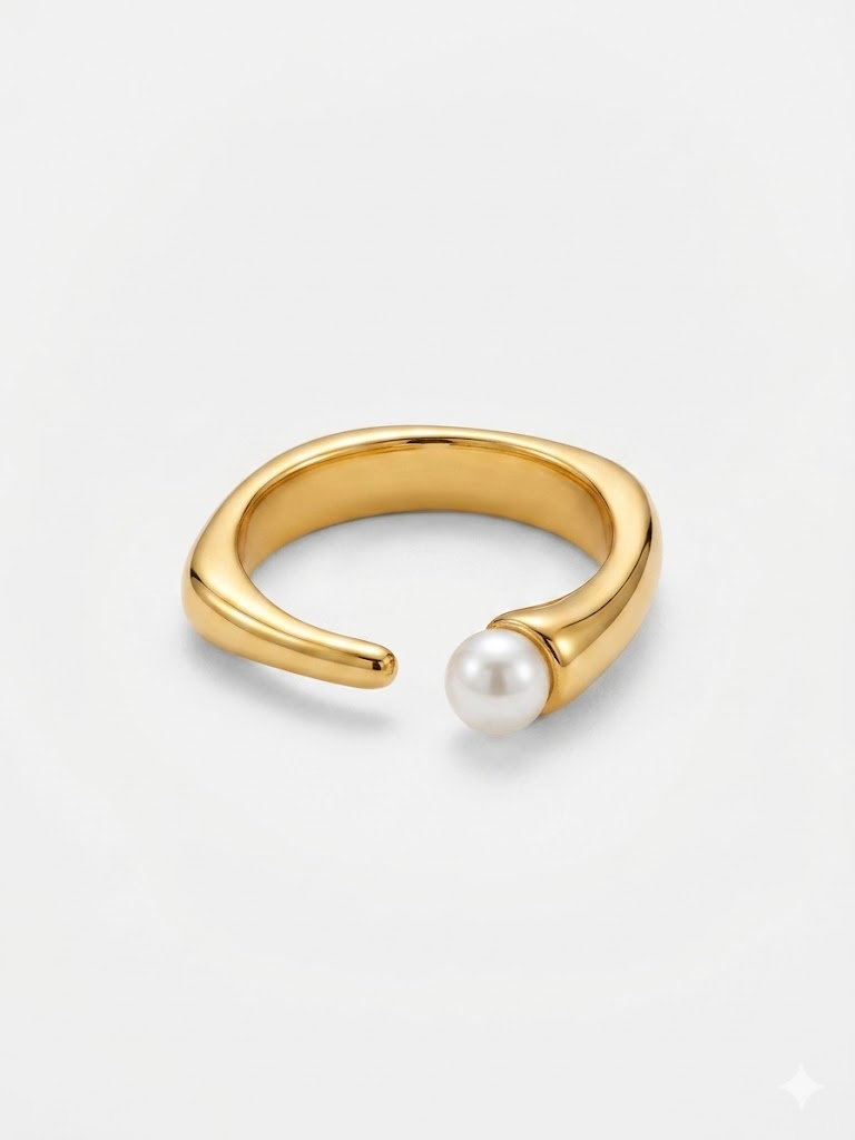Open Band Round Pearl Ring Jetlag