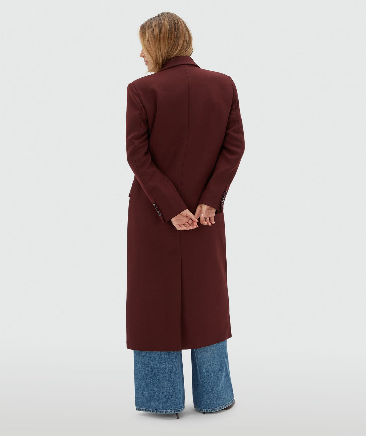 Athena Oversized Coat with Wool - Burgundy JOSH V