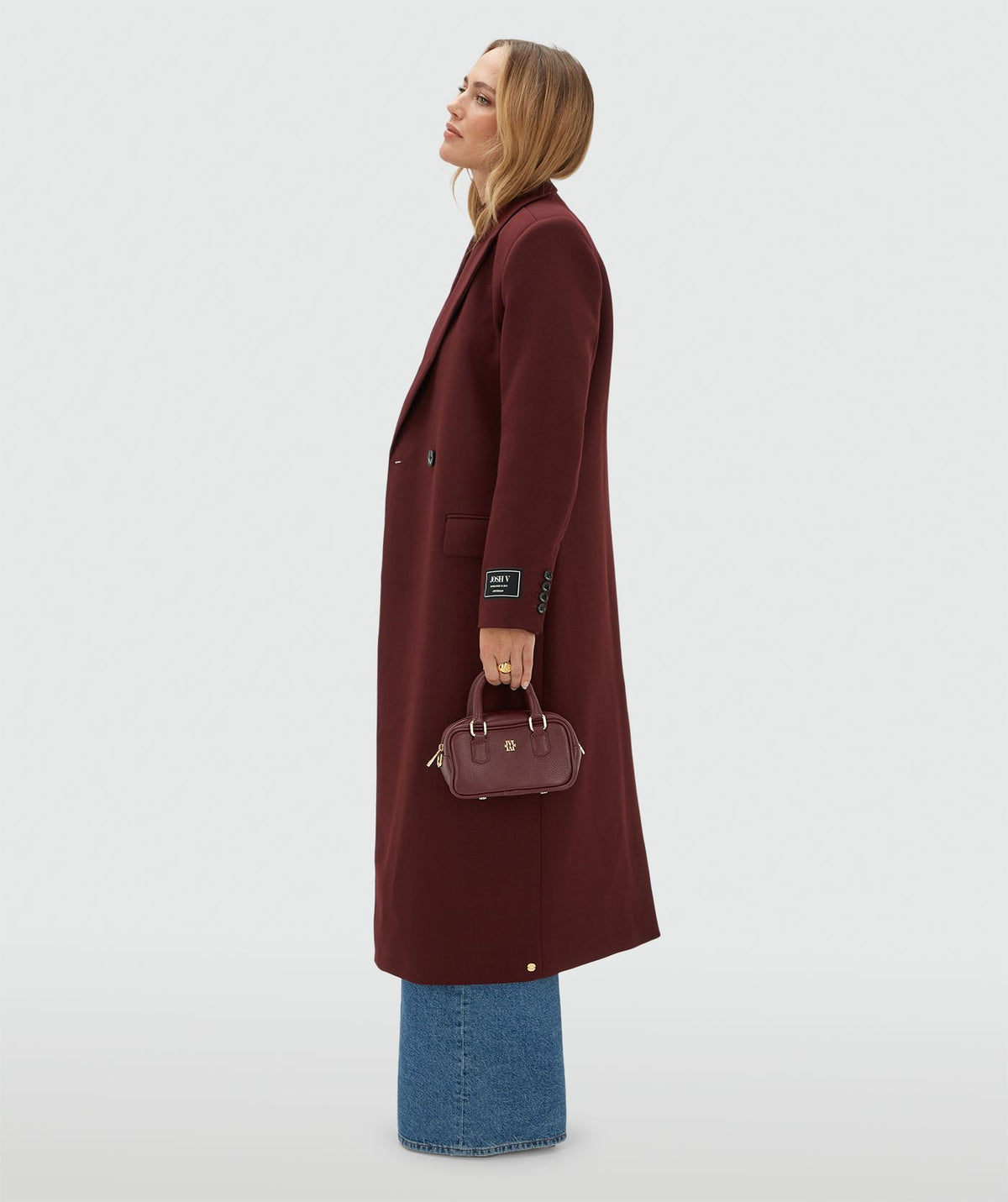 Athena Oversized Coat with Wool - Burgundy JOSH V