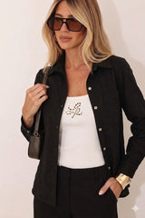 Black Denim Shirt with Embroidered Details Arggido