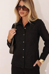 Black Denim Shirt with Embroidered Details Arggido