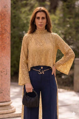 Semi-Transparent Lace Asymmetrical Tunic Sahoco