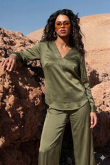Satin Long-Sleeve Blouse Arggido