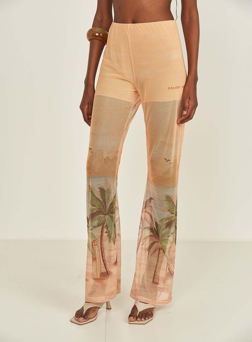 Printed Mesh Flare Pants Colcci