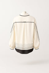 Flowy Blouse with Lapel Collar and Long Sleeves Sahoco