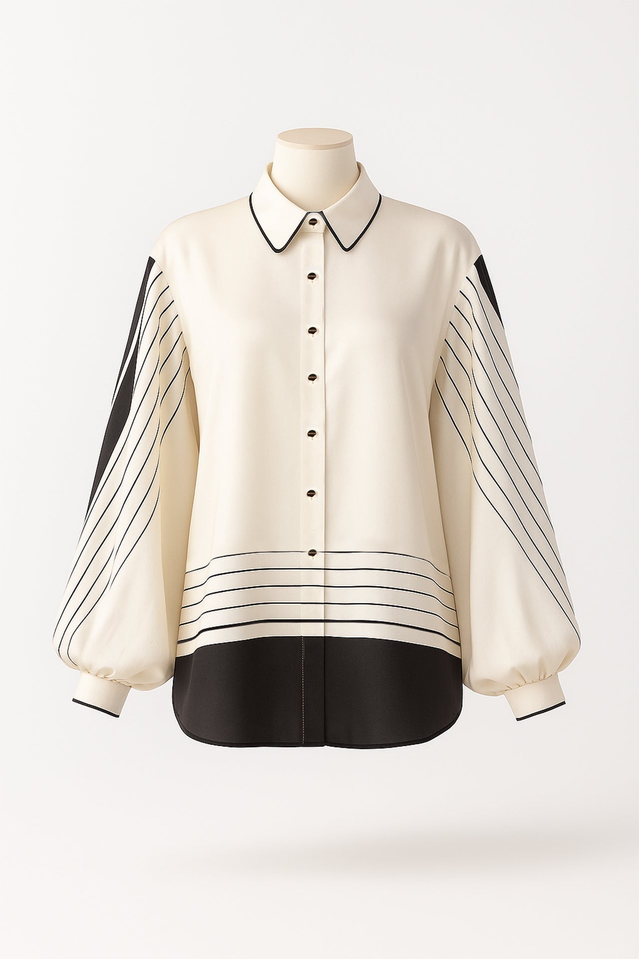 Flowy Blouse with Lapel Collar and Long Sleeves Sahoco