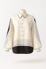 Flowy Blouse with Lapel Collar and Long Sleeves Sahoco