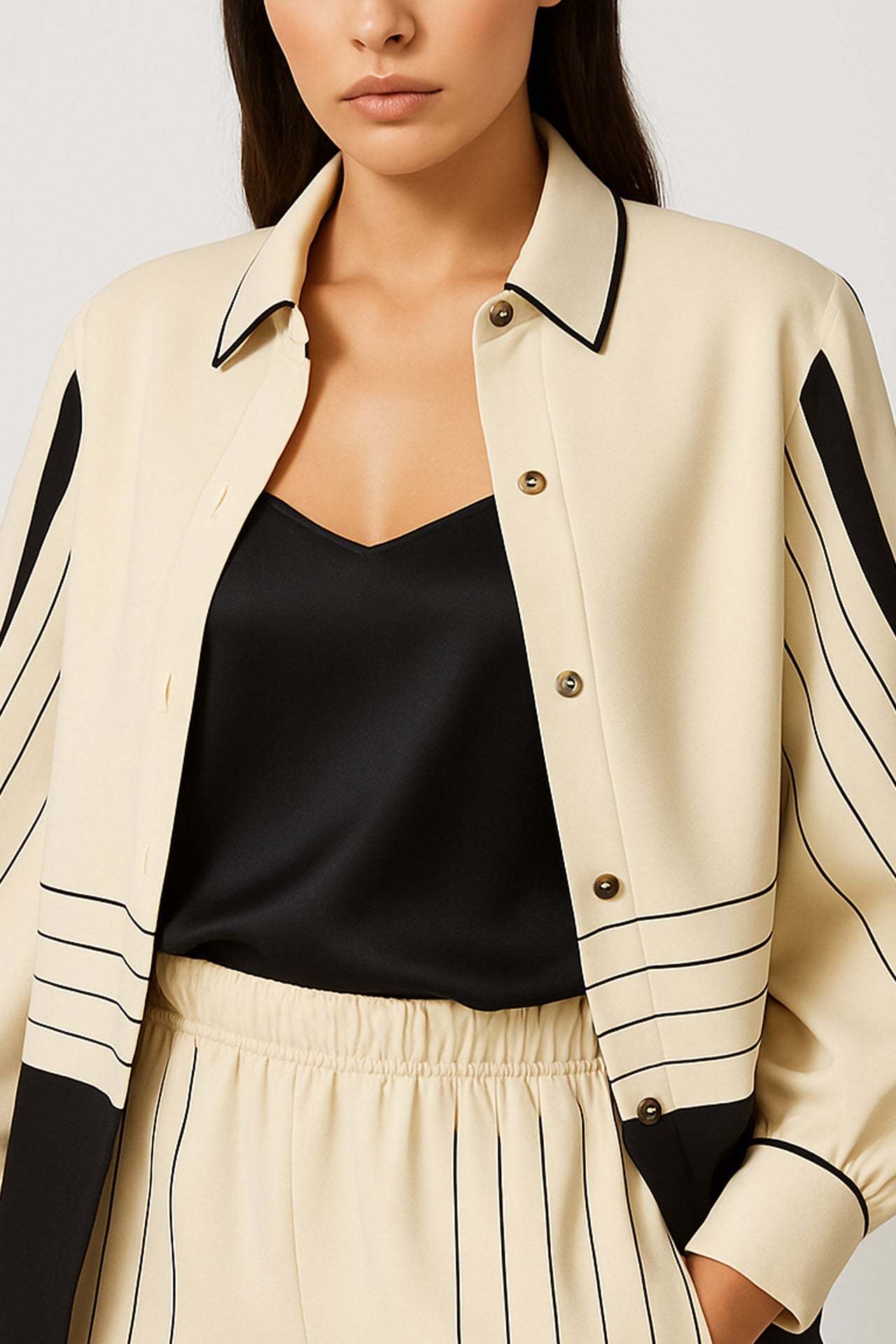 Flowy Blouse with Lapel Collar and Long Sleeves Sahoco