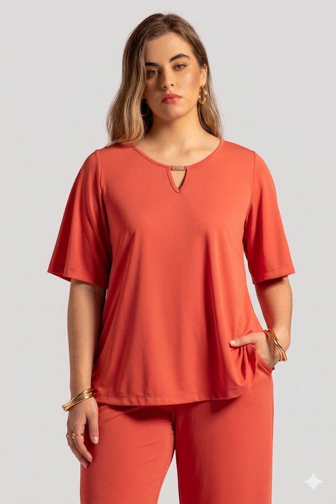 Blusa de malha de gola redonda e manga curta Quattro Venti
