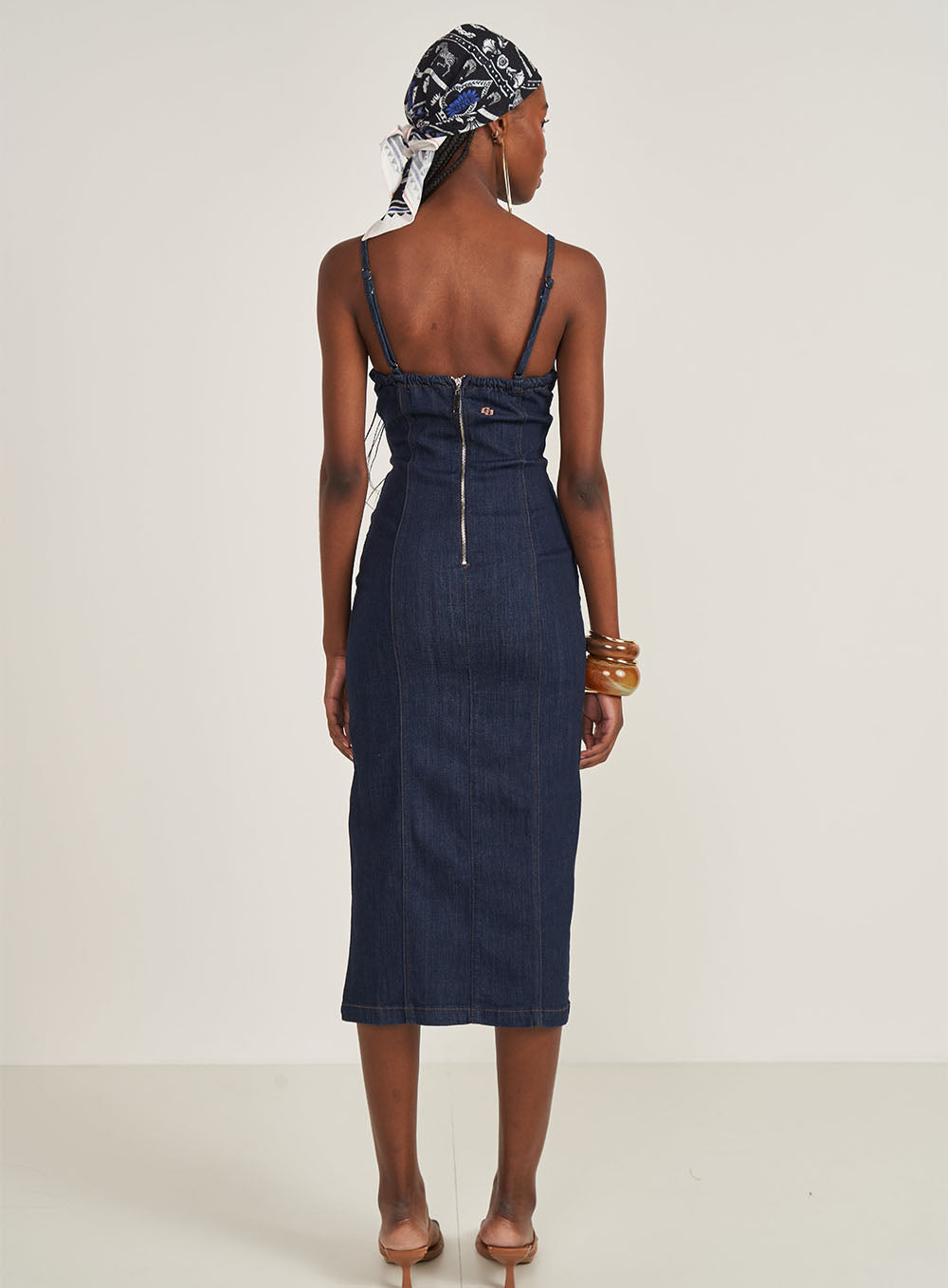 Denim Midi Dress with Side Slit Colcci