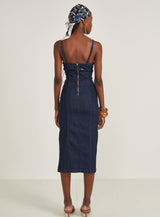 Denim Midi Dress with Side Slit Colcci
