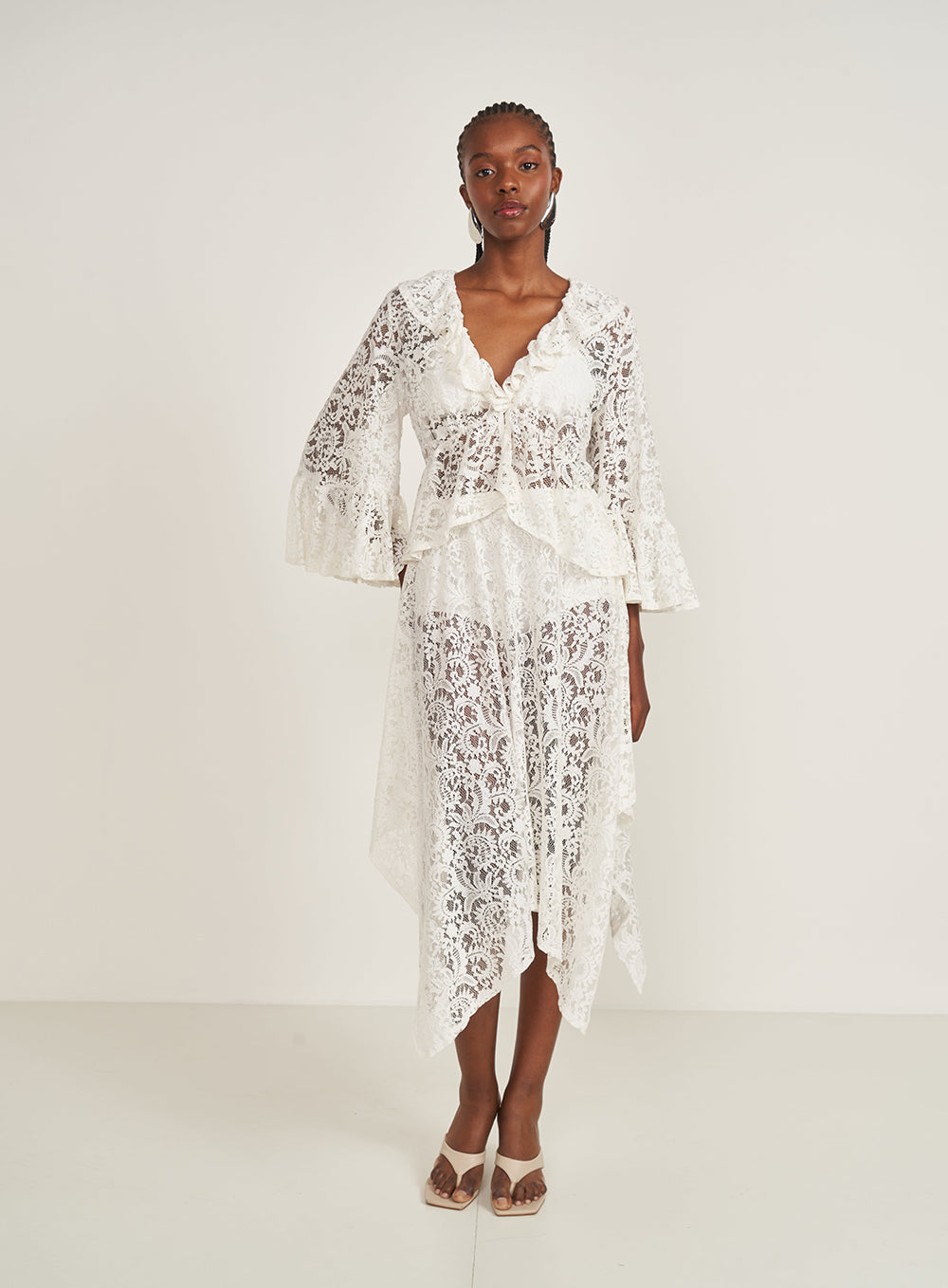 Asymmetrical Lace Midi Skirt Colcci
