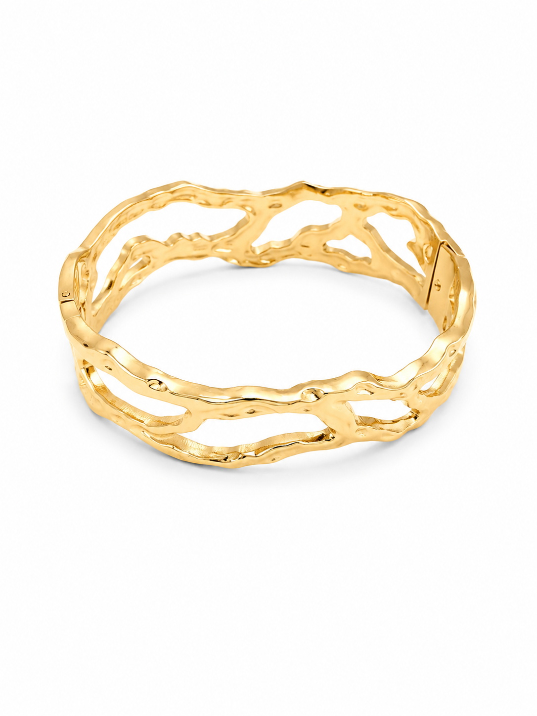 Chunky Golden Click-Closure Cuff Bracelet Jetlag