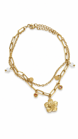 Double Fine Chain Gold Bracelet with Tiny Charms Jetlag