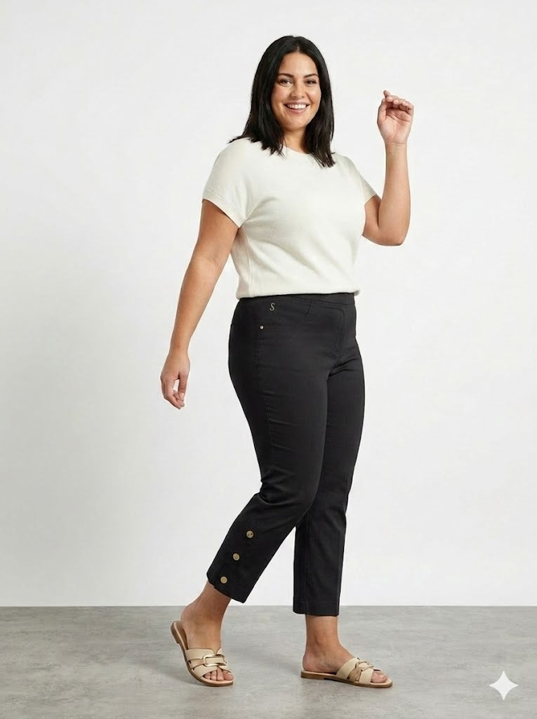 Chino Pants with Button-Hem Detail Sissus