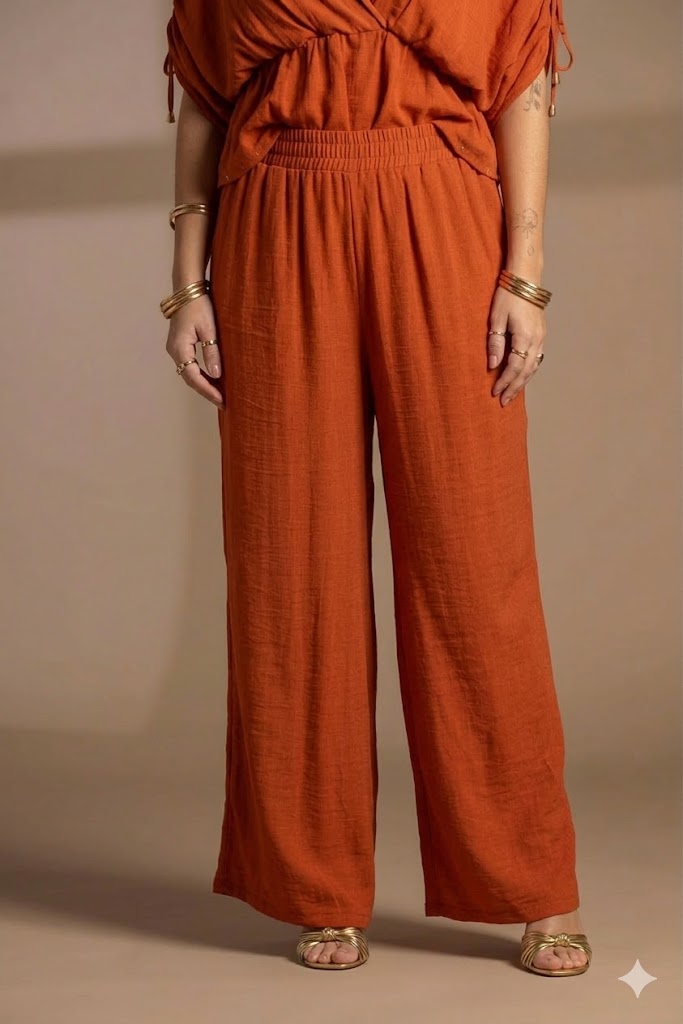 Fluid Textured Wide-Leg Palazzo Pants Quattro Venti