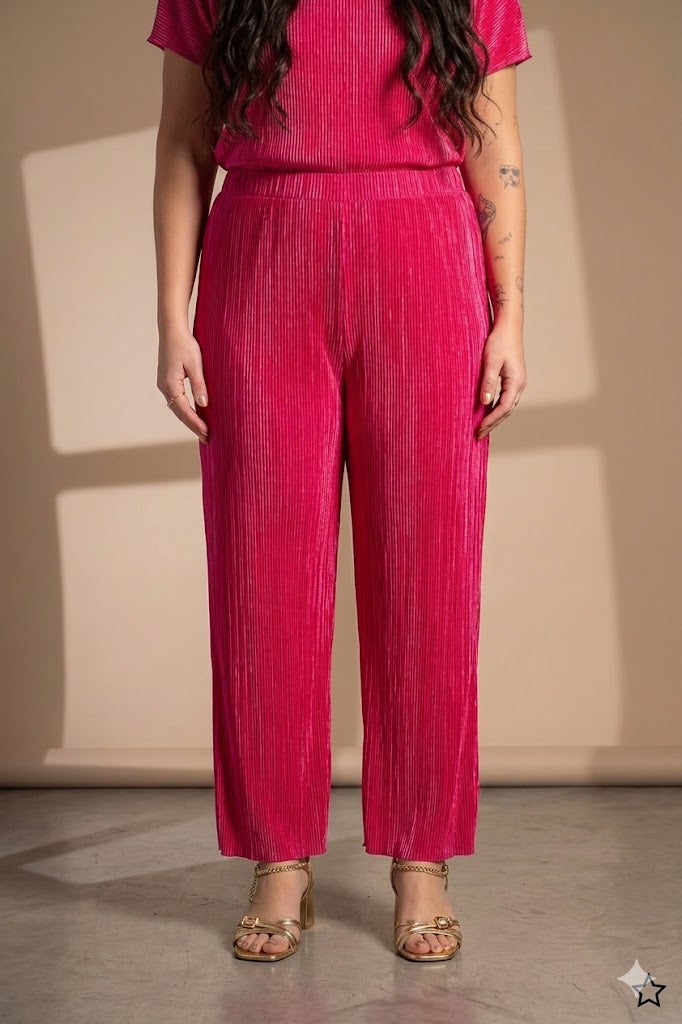 Fluid Plissé Wide-Leg Pants Quattro Venti