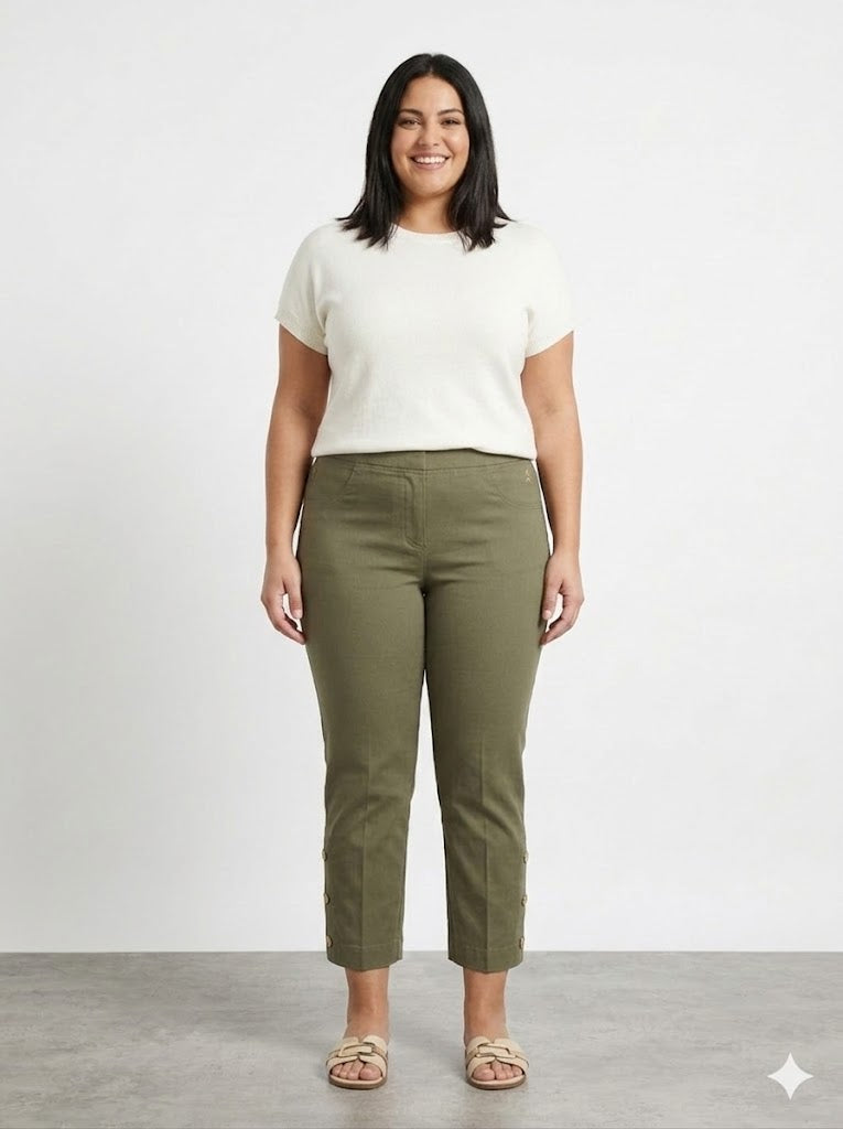 Chino Pants with Button-Hem Detail Sissus