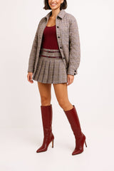 Plaid Skirt with Double Belt Detail Sahoco