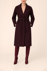 Wide-Collar Belted Long Coat Sahoco