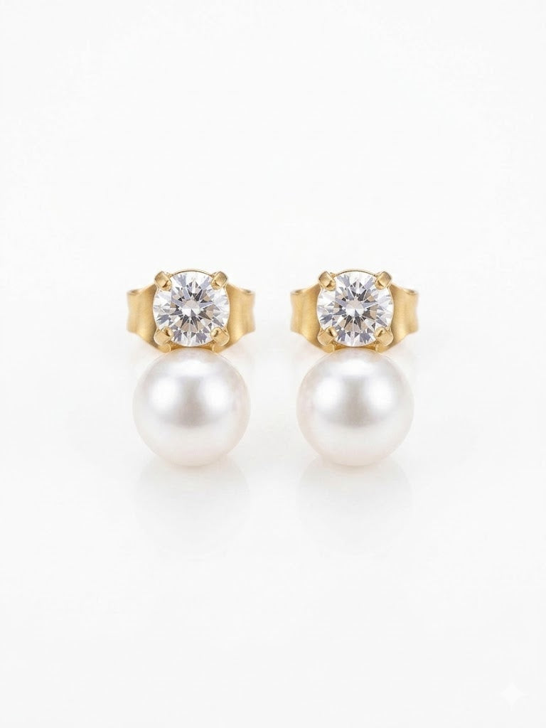 Delicate Diamond & Petite Pearl Studs Jetlag