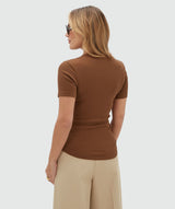 T-shirt Cody Slim Fit com Logótipo - Conhaque JOSH V