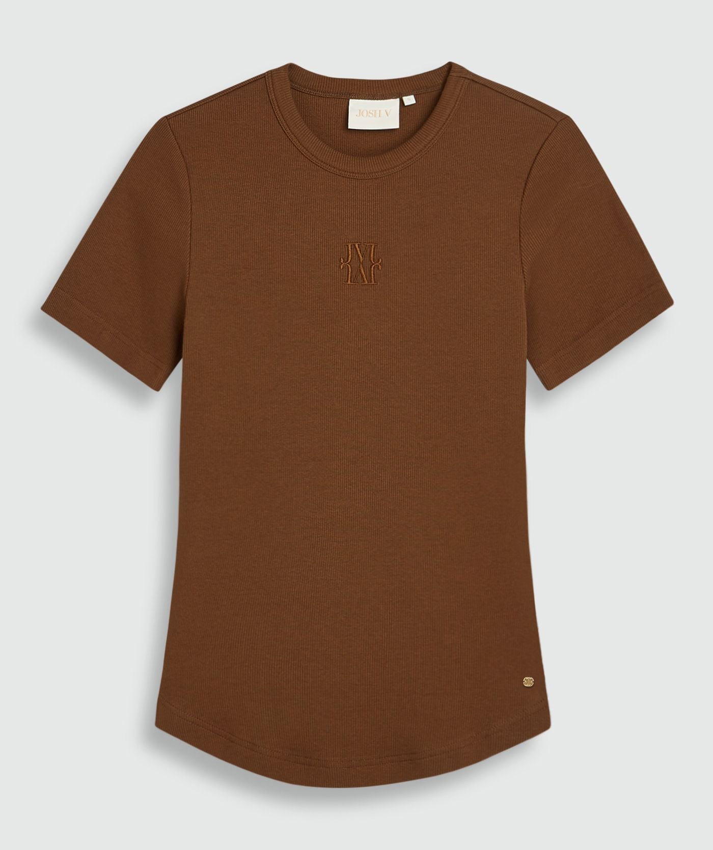 T-shirt Cody Slim Fit com Logótipo - Conhaque JOSH V