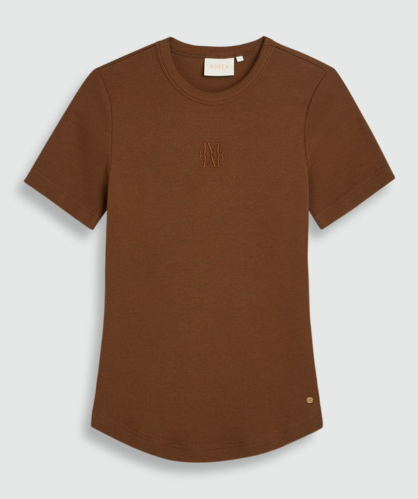 Cody Slim Fit T-Shirt with Logo - Cognac JOSH V