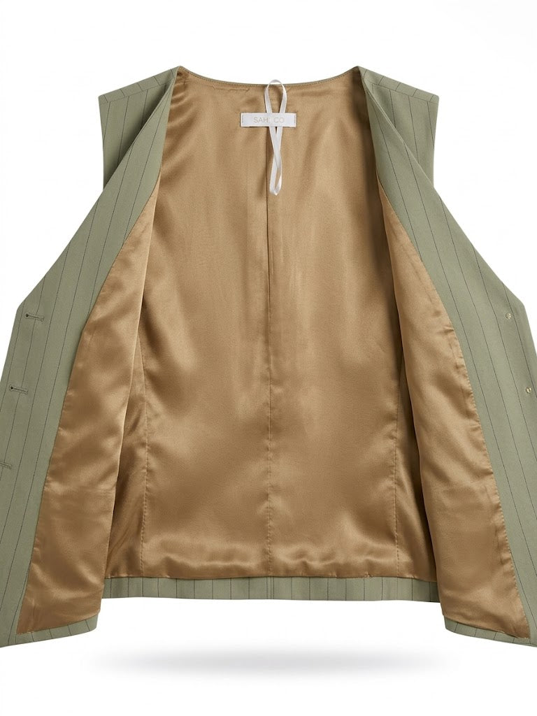 Pinstripe Tailored Waistcoat with Back Cinch Sahoco