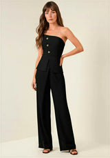 Asymmetrical Strapless waistcoat with Gold Buttons Lez a Lez