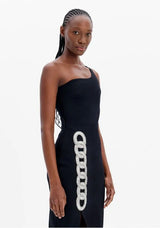 One-Shoulder Super Midi Dress with Sparkle – Modern and Sophisticated Lança Perfume