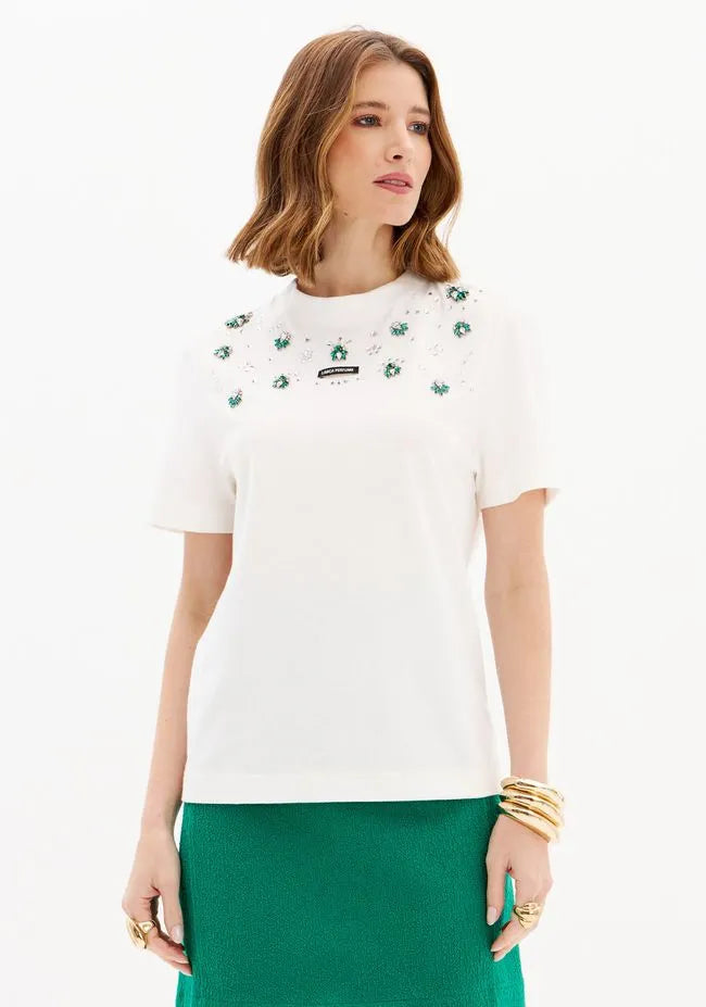 Short Sleeve T-Shirt with Embellishments Lança Perfume