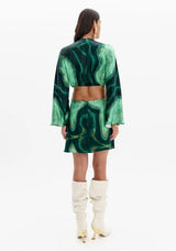 Printed Mini Dress with Ring Detail and Long Sleeves Lança Perfume