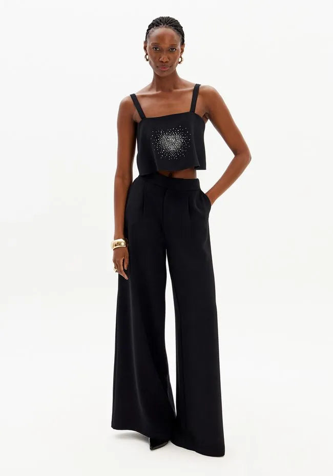 High-Waisted Tailored Wide-Leg Trousers with Pockets Lança Perfume
