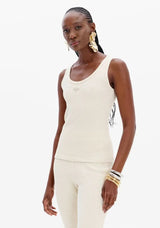 Basic Sleeveless Top with Front Appliqué Lança Perfume