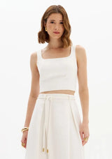 Textured Cropped Blouse with Square Neckline Lança Perfume