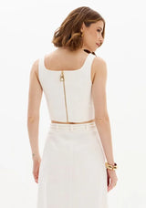 Textured Cropped Blouse with Square Neckline Lança Perfume