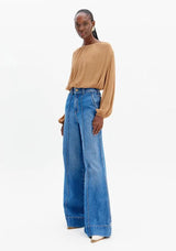 High-Waisted Wide-Leg Jeans with Pleat Details Lança Perfume