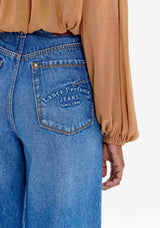 High-Waisted Wide-Leg Jeans with Pleat Details Lança Perfume